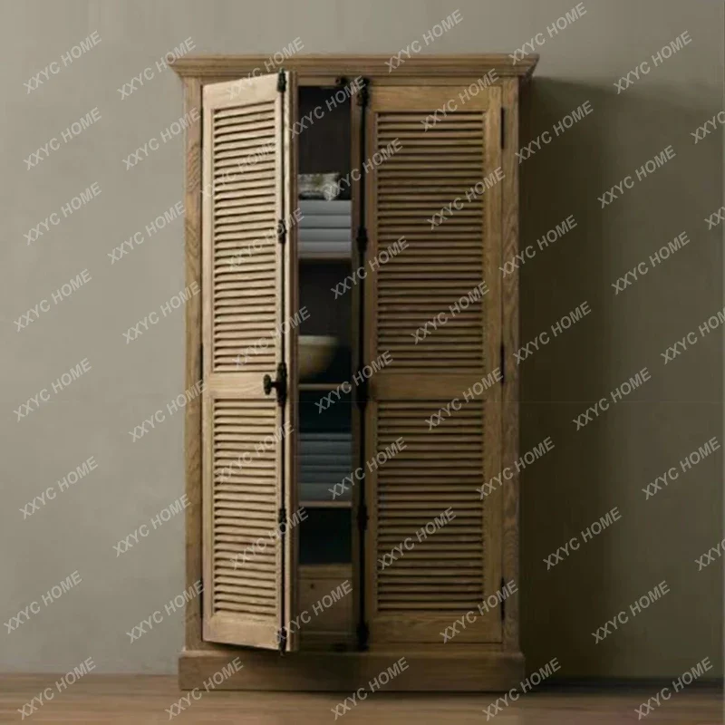 A Solid wood French retro wardrobe ash wood double door louver door wardrobe custom furniture
A Solid wood French retro wardrobe ash wood double door louver door wardrobe custom furniture