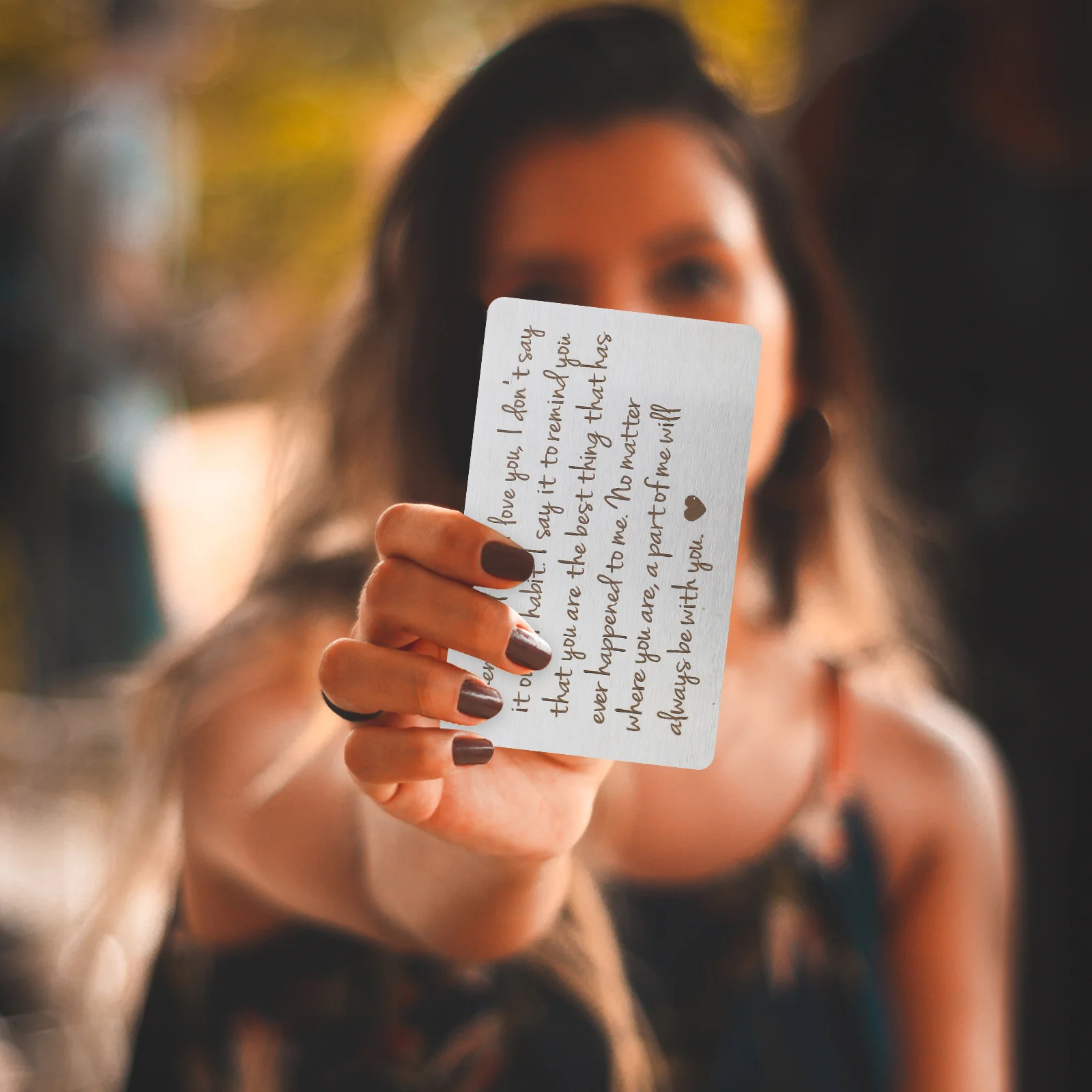 Stainless Steel Wallet Insert Engraved Card Metal Texture Durable Anniversary Valentine's Day Card Decor
Stainless Steel Wallet Insert Engraved Card Metal Texture Durable Anniversary Valentine's Day Card Decor