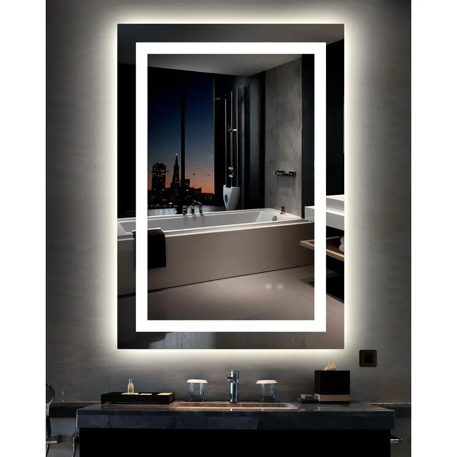 LED Bathroom Mirror 30x 36 with Front and Backlight, Stepless Dimmable Wall Mirrors with AntiFog, ShatterProof, Memory, 3 Colors
LED Bathroom Mirror 30x 36 with Front and Backlight, Stepless Dimmable Wall Mirrors with AntiFog, ShatterProof, Memory, 3 Colors
