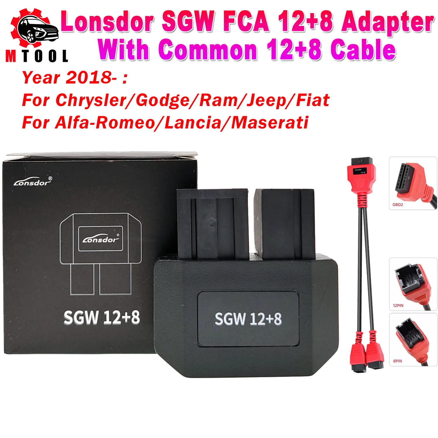 Lonsdor SGW FCA 12+8 Specialized Adapter For Chrysler Programming Cable 12+8 Connector Compatible with Common 12+8 Cables
Lonsdor SGW FCA 12+8 Specialized Adapter For Chrysler Programming Cable 12+8 Connector Compatible with Common 12+8 Cables
