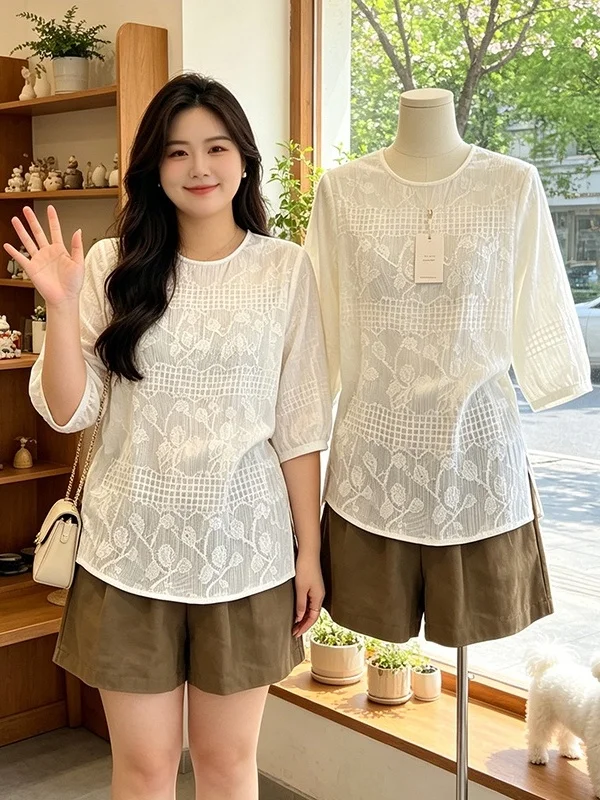 Summer New Design Large Size Thin Casual Embroidered Top And Shorts Set Women's Fashion Ensemble Lightweight Breathable
Summer New Design Large Size Thin Casual Embroidered Top And Shorts Set Women's Fashion Ensemble Lightweight Breathable
