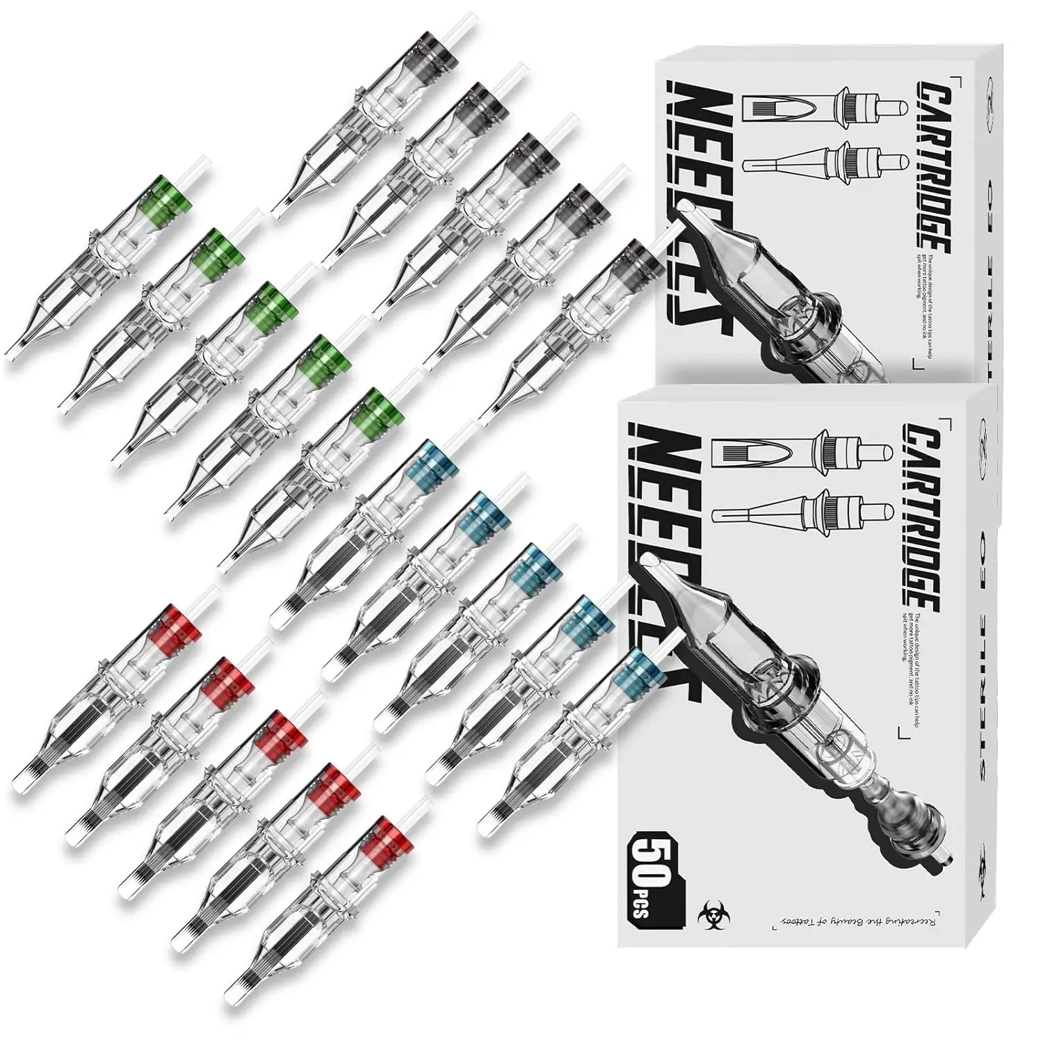 50pcs Assorted Tattoo Cartridge Needles 3RL 7RL 7RS 9RM 9M1 Round Liner Shader Magnum Disposable for Tattoo Artist
50pcs Assorted Tattoo Cartridge Needles 3RL 7RL 7RS 9RM 9M1 Round Liner Shader Magnum Disposable for Tattoo Artist
