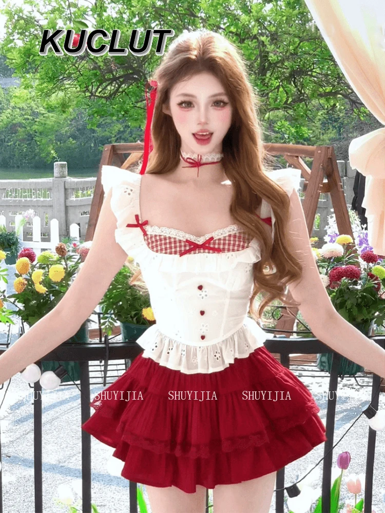 Pure Desire Style Sexy Small Flying Sleeves Shirt Vest Top Female Sweet Spice Cake Skirt Set Summer New Sweet Skirt 2-piece Set
Pure Desire Style Sexy Small Flying Sleeves Shirt Vest Top Female Sweet Spice Cake Skirt Set Summer New Sweet Skirt 2-piece Set