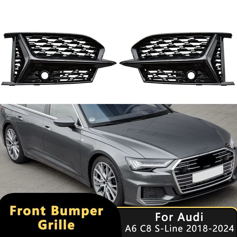 HONEYCOMB Mesh Car Front Bumper Fog Light Grille Grill Cover For Audi S6 A6 C8 RS6 S-Line 2018 -2024 Bezel Cover Glossy Black 
HONEYCOMB Mesh Car Front Bumper Fog Light Grille Grill Cover For Audi S6 A6 C8 RS6 S-Line 2018 -2024 Bezel Cover Glossy Black