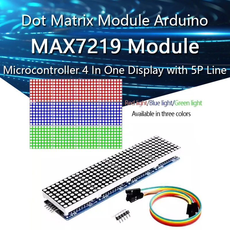 MAX7219 Dot Matrix Module For Arduino Microcontroller 4 In One Display with 5P Line
MAX7219 Dot Matrix Module For Arduino Microcontroller 4 In One Display with 5P Line