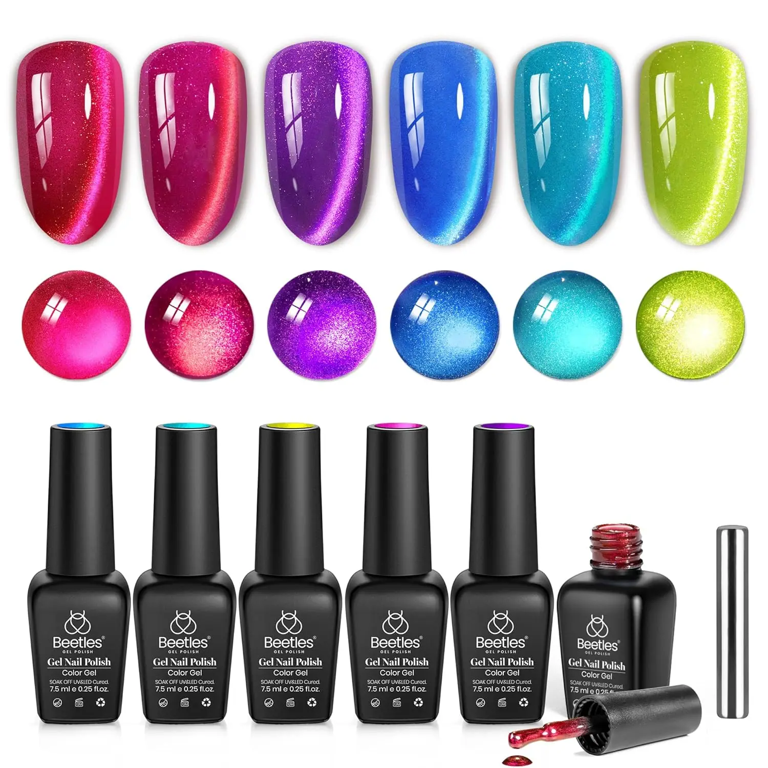 6 Colors Cat Eye Gel Nail Polish Set - Magnetic Shine UV Soak Off for Salon DIY
6 Colors Cat Eye Gel Nail Polish Set - Magnetic Shine UV Soak Off for Salon DIY