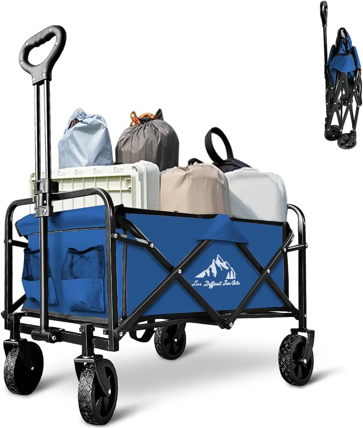 Foldable Wagon Cart with Large Capacity, Heavy Duty for Outdoor Sports, Shopping, Camping in Blue
Foldable Wagon Cart with Large Capacity, Heavy Duty for Outdoor Sports, Shopping, Camping in Blue