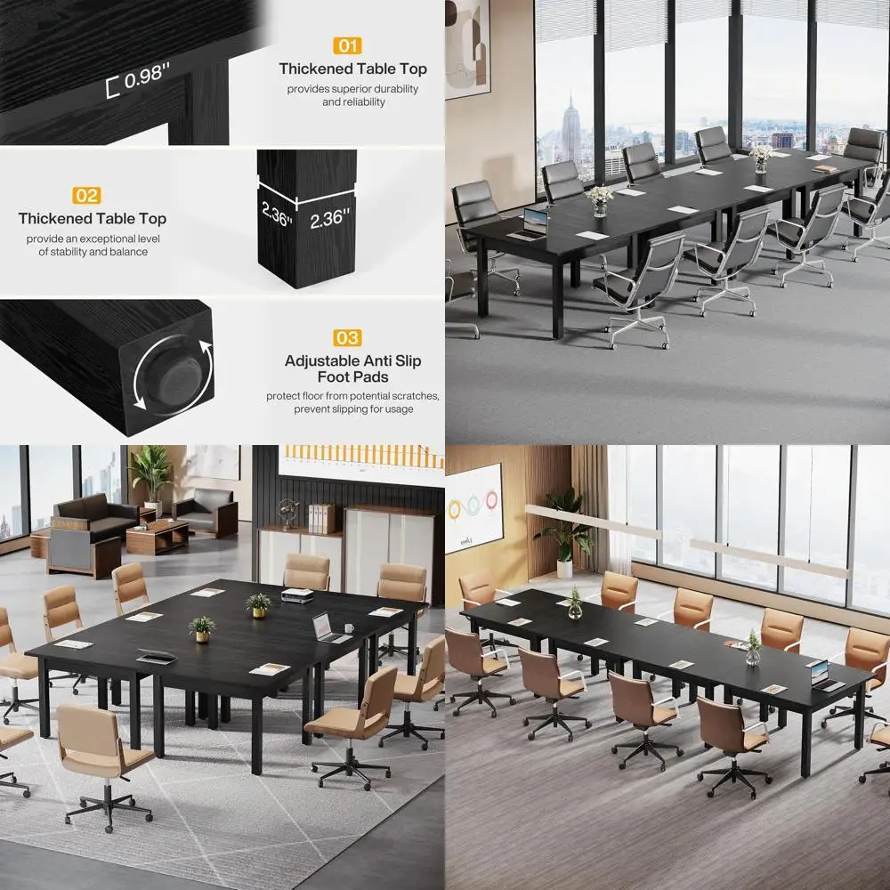 6-Person Wooden Square Conference Table, Thick Tabletop with Solid Legs for Boardroom Meetings (Black)
6-Person Wooden Square Conference Table, Thick Tabletop with Solid Legs for Boardroom Meetings (Black)