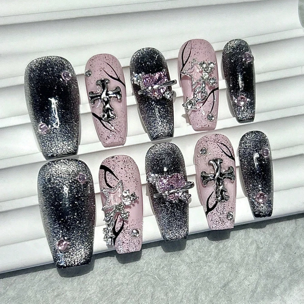 Artificial Nail Sparkling Pink Diamond Surrounding Planet Flame Cat Eye Nails Reusable and Removable Nails
Artificial Nail Sparkling Pink Diamond Surrounding Planet Flame Cat Eye Nails Reusable and Removable Nails
