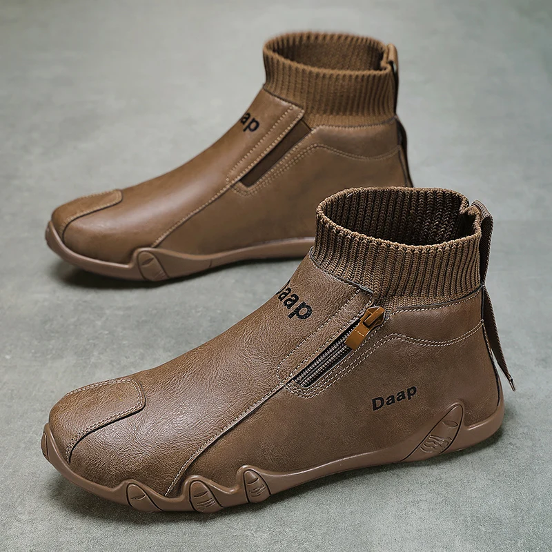 Vintage Brown Leather Casual Shoes Man Comfortable Plush Men High Top Shoes Slip-On Flat Men's Designer Shoes Chaussures Homme
Vintage Brown Leather Casual Shoes Man Comfortable Plush Men High Top Shoes Slip-On Flat Men's Designer Shoes Chaussures Homme