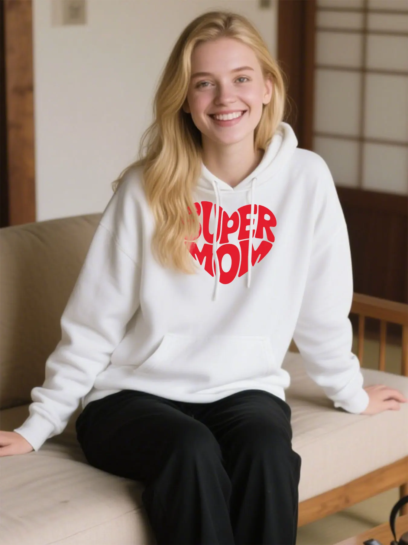 Super Mom Text Heart Print Soft Cotton Hooded Sweatshirt For Mothers Day Gift Casual Comfort Wear
Super Mom Text Heart Print Soft Cotton Hooded Sweatshirt For Mothers Day Gift Casual Comfort Wear