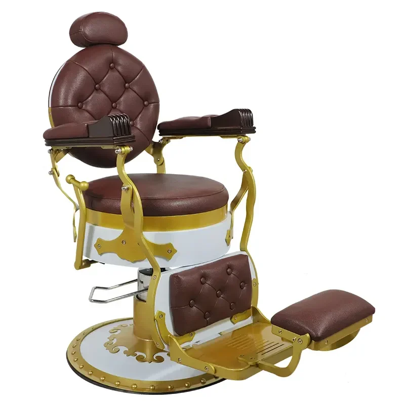 Golden barber shop chair with footrest classic modern design salon furniture barber chair hair styling salon chair
Golden barber shop chair with footrest classic modern design salon furniture barber chair hair styling salon chair