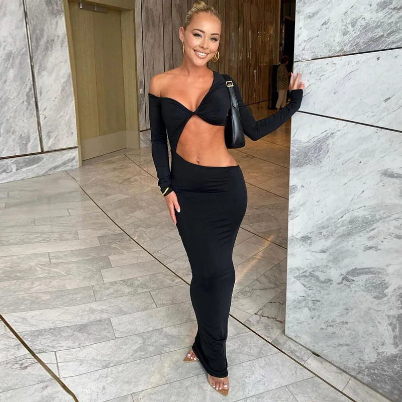 2023 Fall Elegant Long Sleeve Ruched Hollow Out Irregular Sexy Slim Maxi Dress Female Outfit Streetwear Party Club Y2K
2023 Fall Elegant Long Sleeve Ruched Hollow Out Irregular Sexy Slim Maxi Dress Female Outfit Streetwear Party Club Y2K