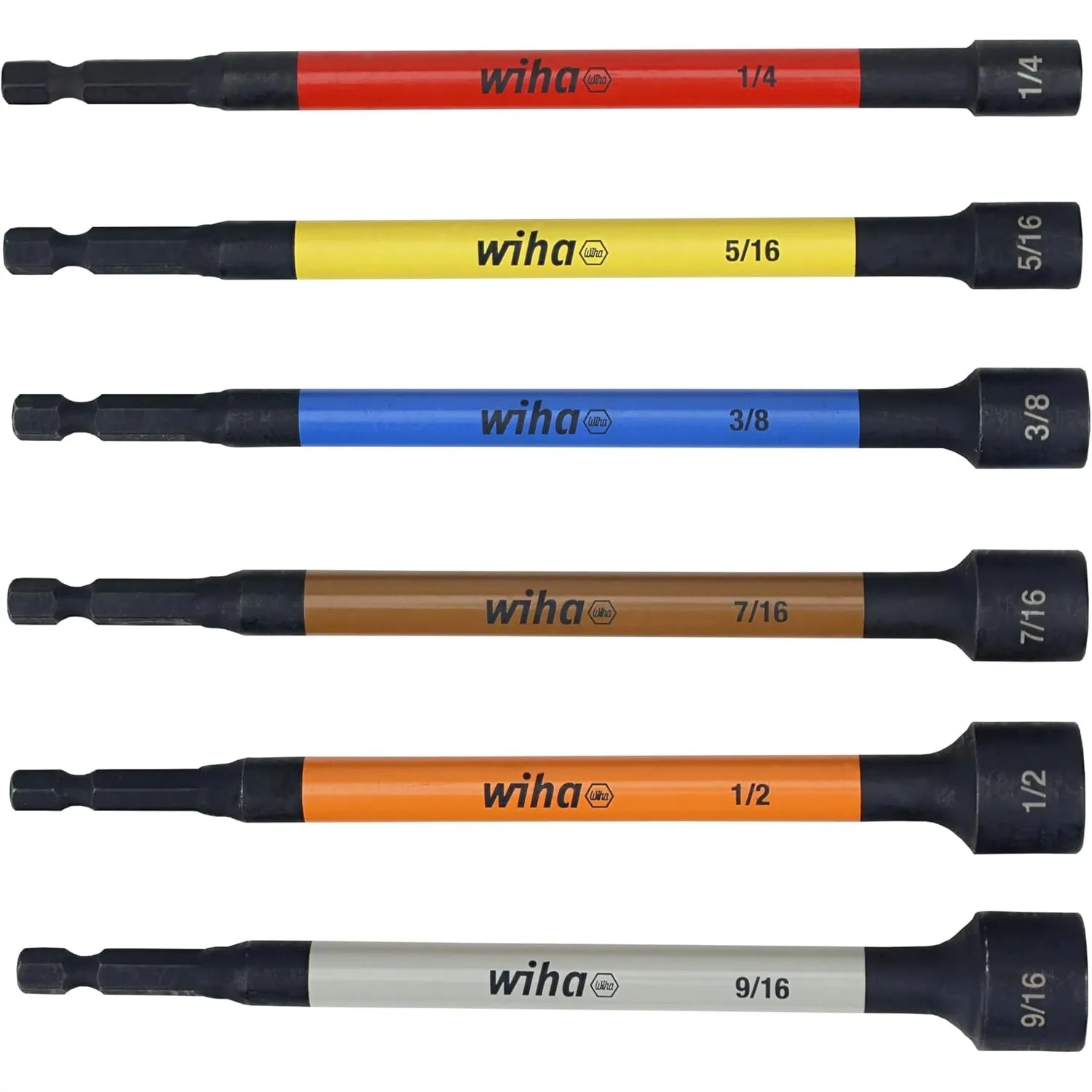 6 Piece Magnetic Nut Setter Set, SAE, Color Coded, 1/4-Inch Hex Drive, Impact Rated
6 Piece Magnetic Nut Setter Set, SAE, Color Coded, 1/4-Inch Hex Drive, Impact Rated