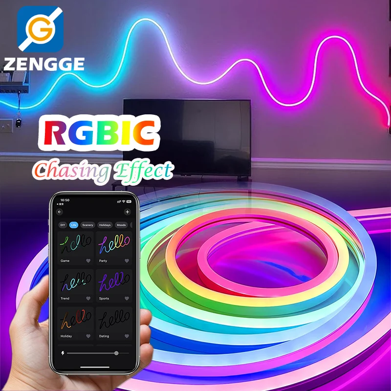 5V RGBIC Neon LED Strip Lights Remote & App Control Music Sync Flexible Ambient Lighting Tape
5V RGBIC Neon LED Strip Lights Remote & App Control Music Sync Flexible Ambient Lighting Tape