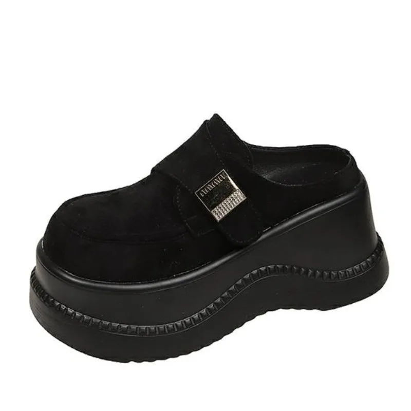 8CM Height Increasing Women's Shoes No Heel Half Drag Spring New Style Thick Soled High Heels Toe Cap Casual Women's Slippers
8CM Height Increasing Women's Shoes No Heel Half Drag Spring New Style Thick Soled High Heels Toe Cap Casual Women's Slippers