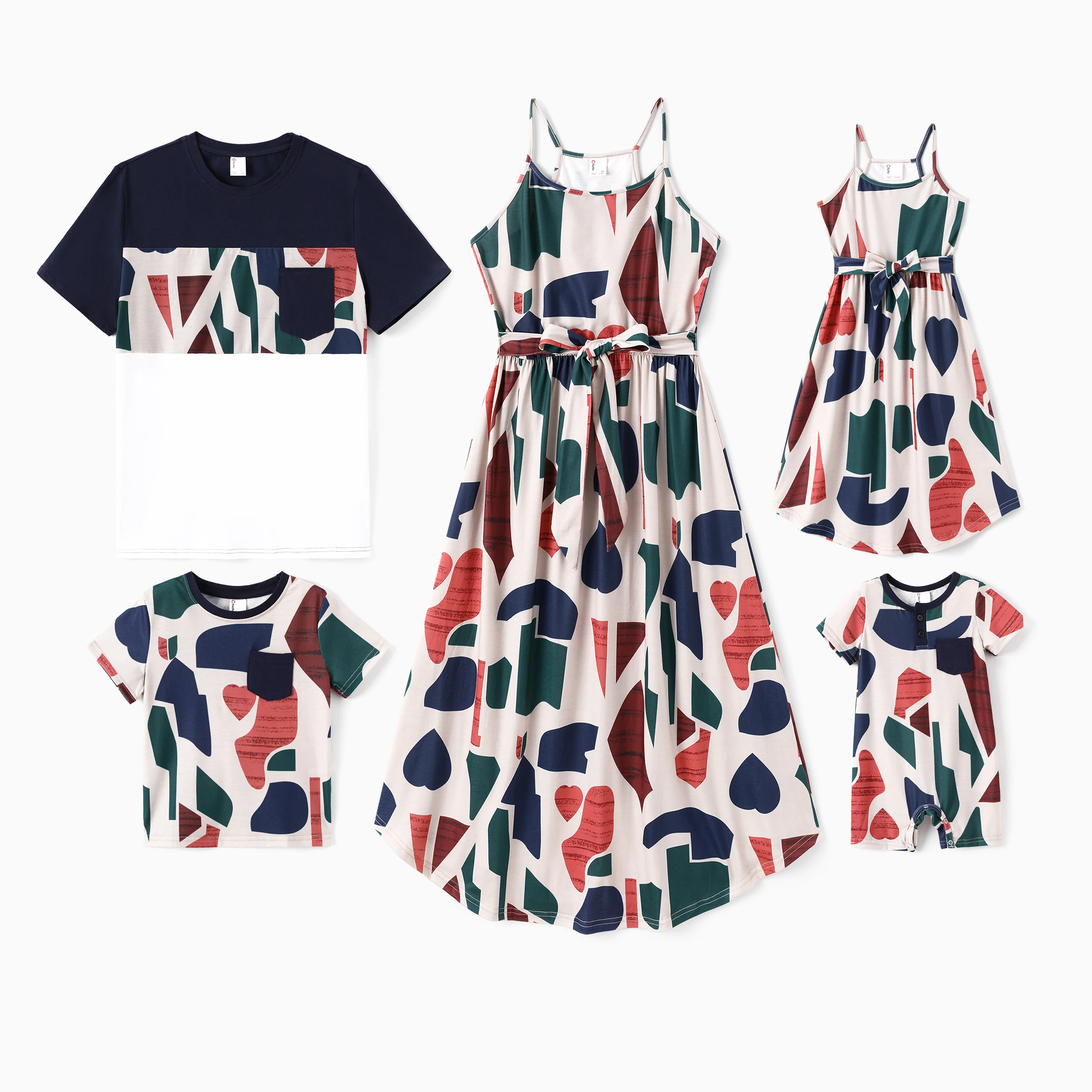 PatPat Family Matching Colorful Geometric Print Cotton T-Shirt with Pocket or Strap Belted Dress
PatPat Family Matching Colorful Geometric Print Cotton T-Shirt with Pocket or Strap Belted Dress