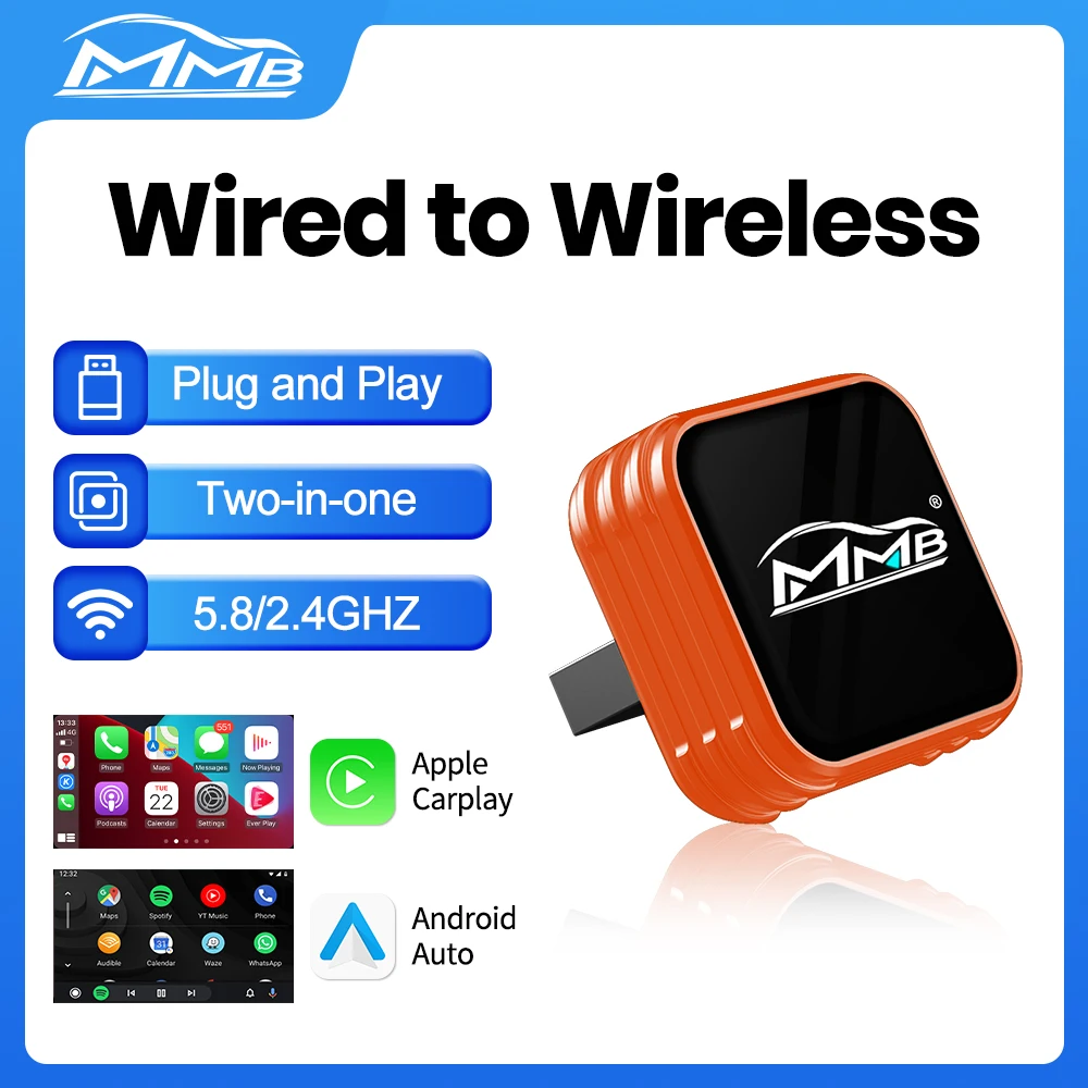 MMB Mini Ultra 2in1 Wireless CarPlay Android Auto Adapter USB Smart Car AI SystemAccessories for Toyota VW Ford Lexus Porsche
MMB Mini Ultra 2in1 Wireless CarPlay Android Auto Adapter USB Smart Car AI SystemAccessories for Toyota VW Ford Lexus Porsche