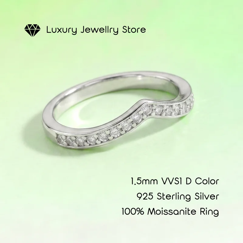 Curved V-Shaped Moissanite Wedding Band S925 Sterling Silver Half Eternity Stackable Ring D VVS1 Sparkling Pave Diamond
Curved V-Shaped Moissanite Wedding Band S925 Sterling Silver Half Eternity Stackable Ring D VVS1 Sparkling Pave Diamond