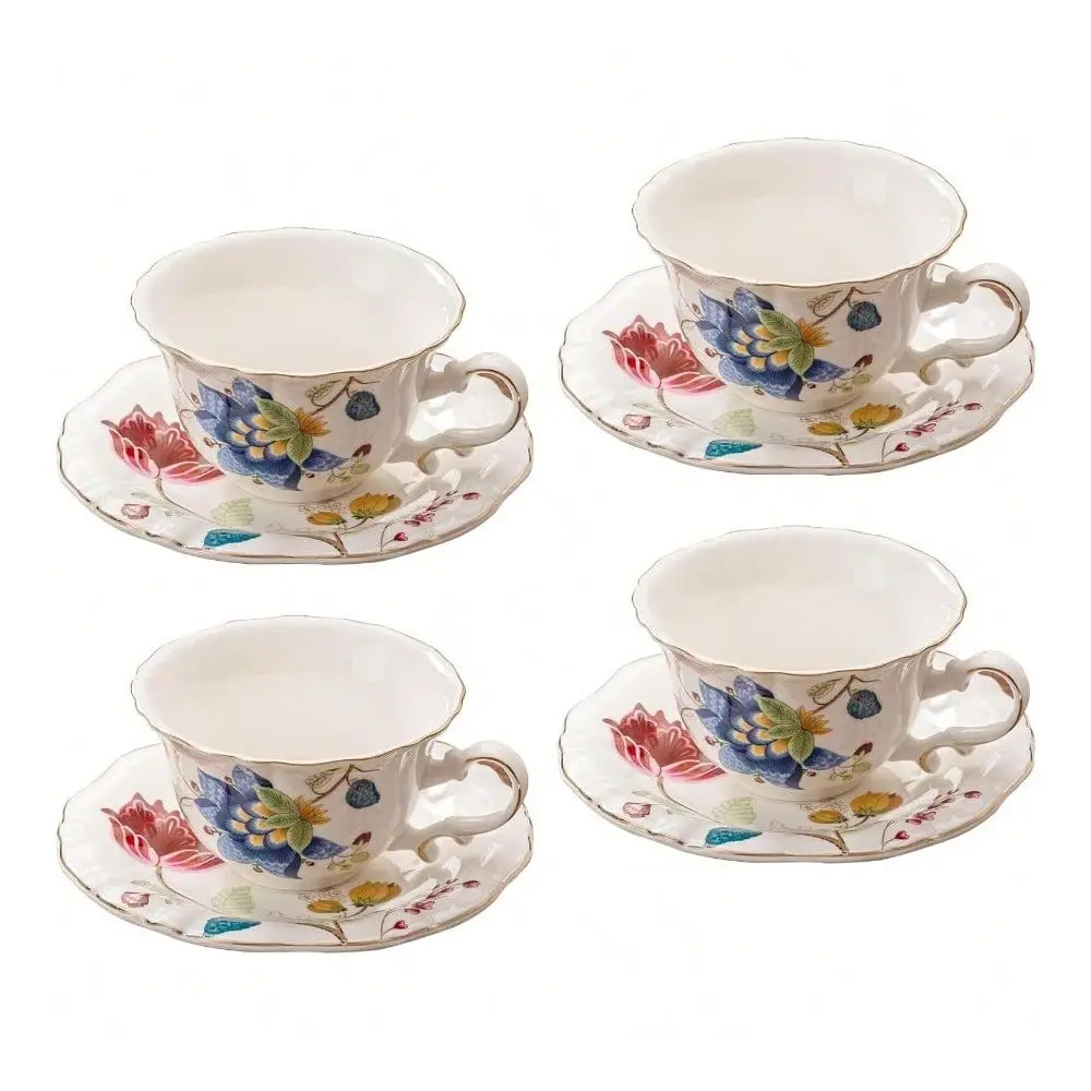 Ceramic Tea Cups And Coffee Cup Set Of 4 With Matching Saucers In Vibrant Blue And Red Design Perfect For Morning Breakfast Aft
Ceramic Tea Cups And Coffee Cup Set Of 4 With Matching Saucers In Vibrant Blue And Red Design Perfect For Morning Breakfast Aft