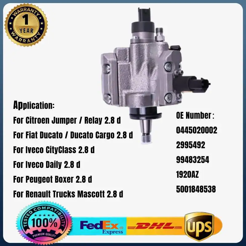 0445020002 5001848538 2995492 1920AZ Rail Fuel Injection Pump for Citroen for Fiat Ducato for Iveco Daily fo Peugeot for Renault
0445020002 5001848538 2995492 1920AZ Rail Fuel Injection Pump for Citroen for Fiat Ducato for Iveco Daily fo Peugeot for Renault