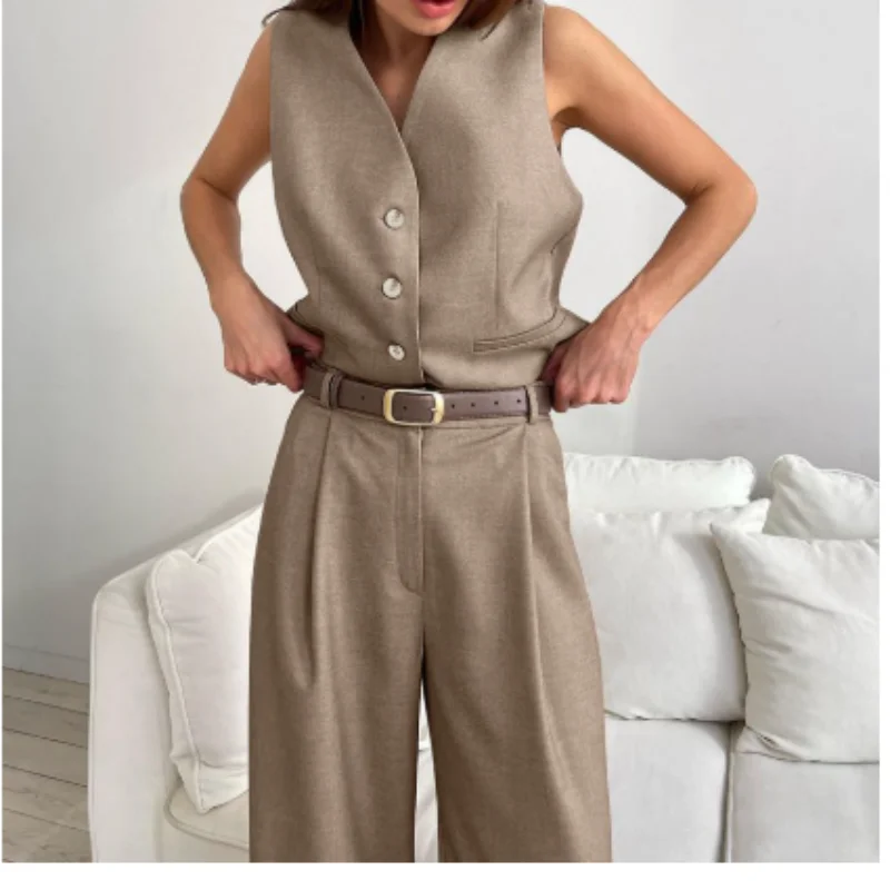 V-neck Sleeveless Vest Single-Breasted Suit and Trousers Suit Simple Commuter Women's Dress
V-neck Sleeveless Vest Single-Breasted Suit and Trousers Suit Simple Commuter Women's Dress