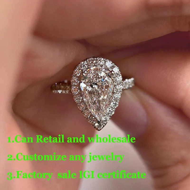IGI Lab Growing Diamond Ring Pear shape D Color 1 2 3Ct Solid 14K White Gold Ring Diamond wedding Factory Engagement Ring
IGI Lab Growing Diamond Ring Pear shape D Color 1 2 3Ct Solid 14K White Gold Ring Diamond wedding Factory Engagement Ring