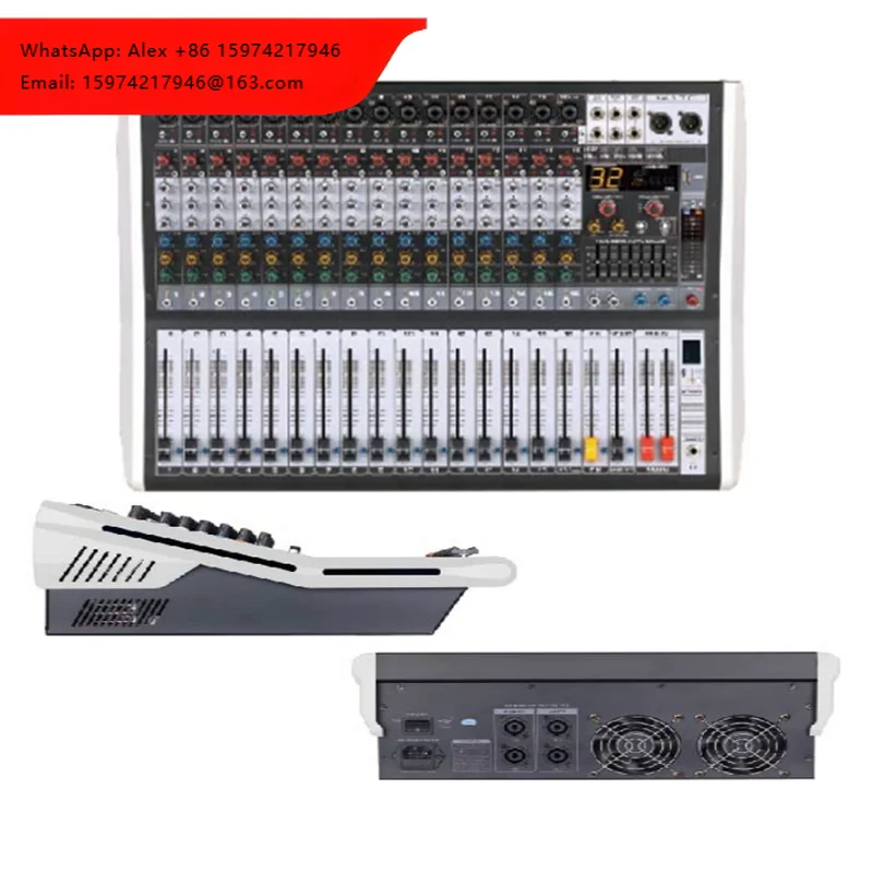 Professional 16 Channel Amplifier Mixing Console With 99 Effects, Dual 7-segment Equalizer,+48V Phantom Power Supply Per Channel
Professional 16 Channel Amplifier Mixing Console With 99 Effects, Dual 7-segment Equalizer,+48V Phantom Power Supply Per Channel