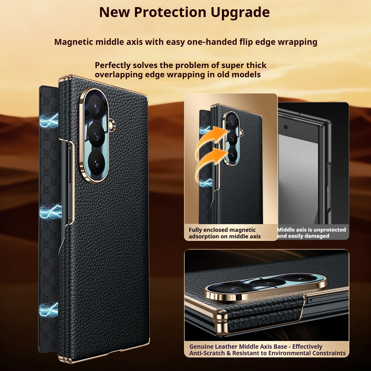 TriFold Magnetic Surface First Layer Cowhide Leather Phone Case for Samsung Galaxy Z TriFold Gold-plated Electroplated Cover
TriFold Magnetic Surface First Layer Cowhide Leather Phone Case for Samsung Galaxy Z TriFold Gold-plated Electroplated Cover