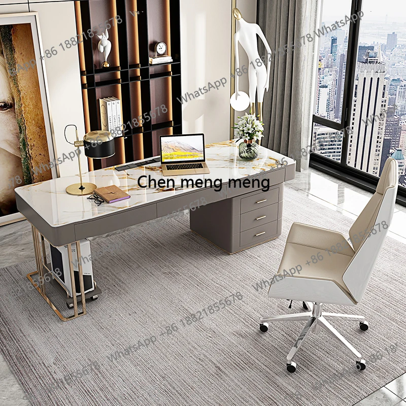 Light luxury desk glossy rock panel office desk and chair combination modern desktop computer desk study home writing
Light luxury desk glossy rock panel office desk and chair combination modern desktop computer desk study home writing