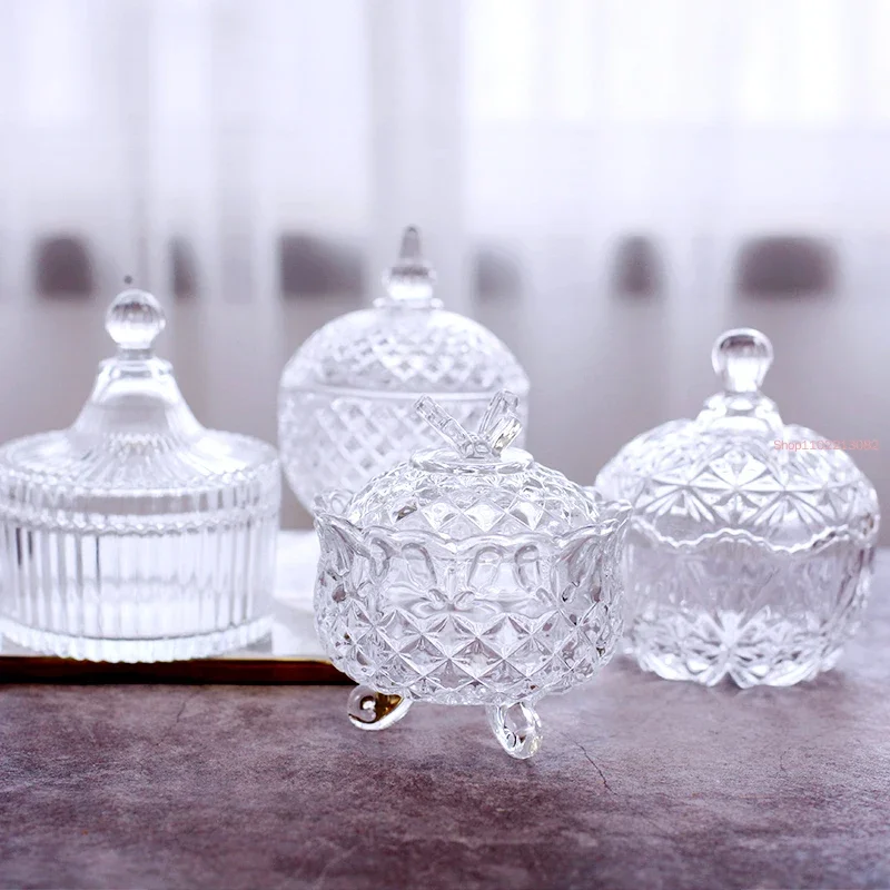 European Crystal Glass Candy Jar with Lid Storage Household Living Room Dried Fruit Snack Jewelry
European Crystal Glass Candy Jar with Lid Storage Household Living Room Dried Fruit Snack Jewelry