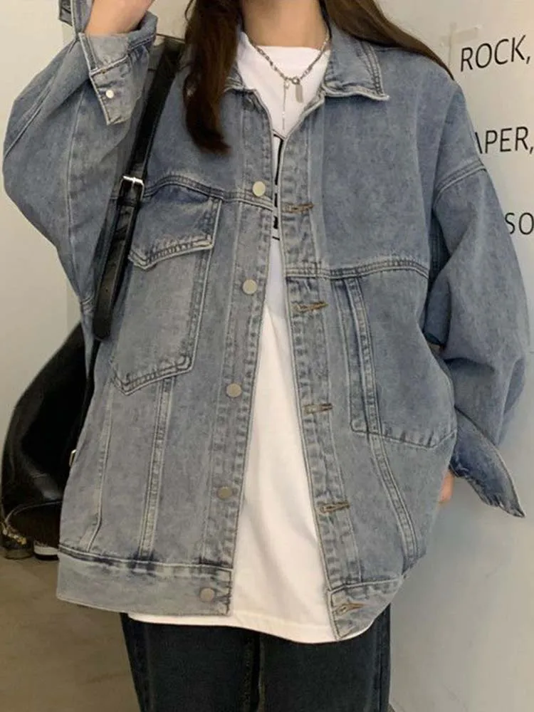 Loose Denim Jacket Women Autumn Oversized Vintage Jeans Coats Female Korean Fashion Long Sleeve Turn Down Collar Casual Jacket
Loose Denim Jacket Women Autumn Oversized Vintage Jeans Coats Female Korean Fashion Long Sleeve Turn Down Collar Casual Jacket