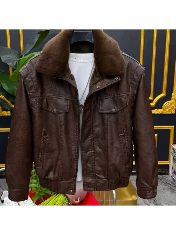Men's PU Leather Jacket Thickened Fleece Lined Warm Business Style Autumn Winter Coat Flip Collar Zipper Closure Short Length
Men's PU Leather Jacket Thickened Fleece Lined Warm Business Style Autumn Winter Coat Flip Collar Zipper Closure Short Length
