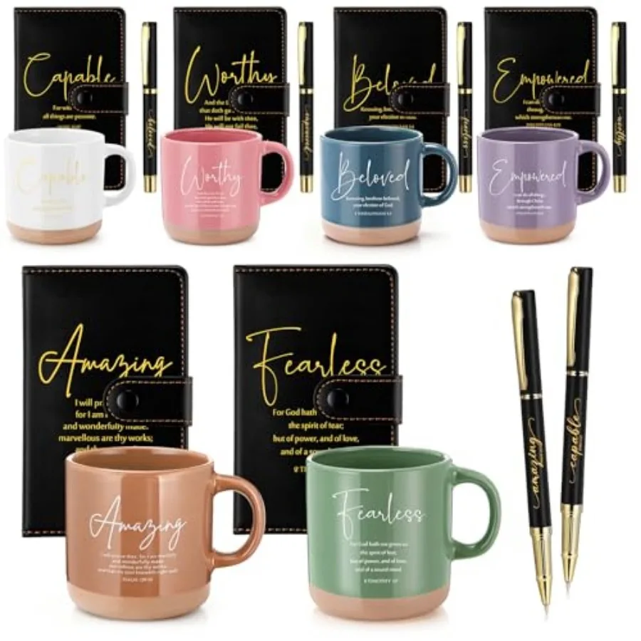 18 Pcs Christian Gift Set for Women Men 13oz Bible Verse Ceramic Coffee Mugs with Leather Journal Pen Inspirational Religious G
18 Pcs Christian Gift Set for Women Men 13oz Bible Verse Ceramic Coffee Mugs with Leather Journal Pen Inspirational Religious G