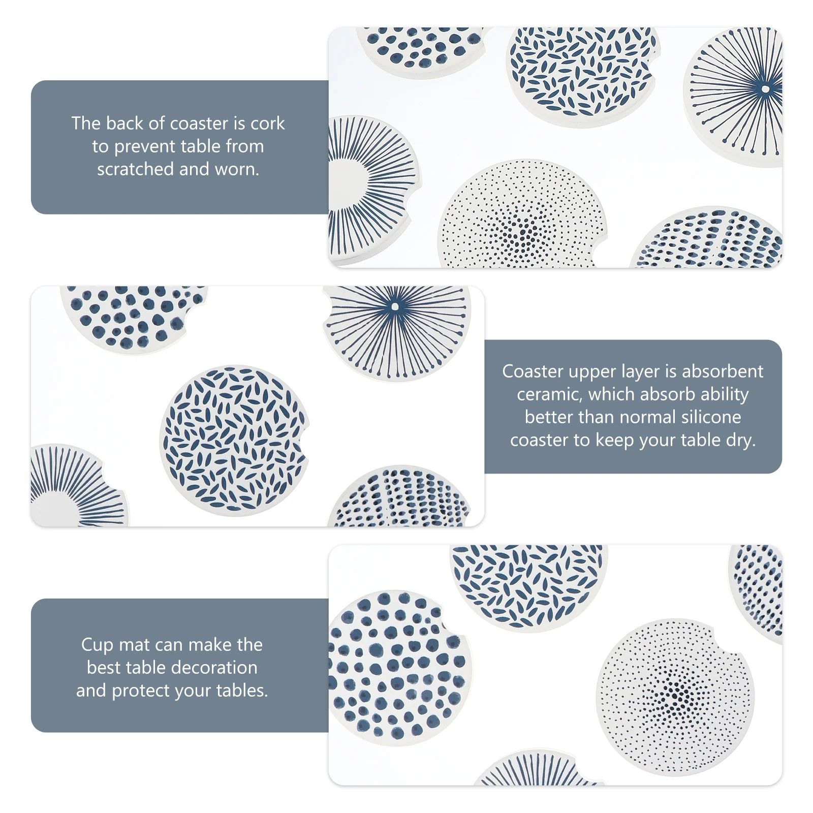 6 Pcs Round Coaster Cup Mat for Home Table Absorbent Coasters Ceramic Placemats Drink Tea Decoration
6 Pcs Round Coaster Cup Mat for Home Table Absorbent Coasters Ceramic Placemats Drink Tea Decoration