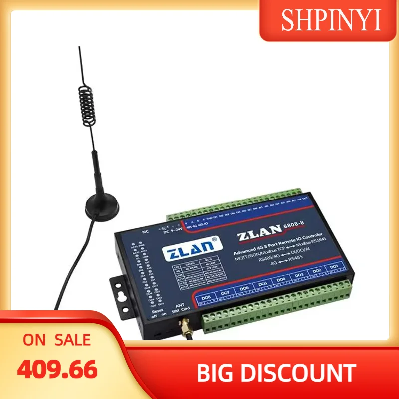 Шлюз 4G Modbus, модуль последовательного порта Ethernet JSON modbus rs485 MQTT RS485, 8 портов DI/DO/AI Ethernet io ZLAN6808-8
Шлюз 4G Modbus, модуль последовательного порта Ethernet JSON modbus rs485 MQTT RS485, 8 портов DI/DO/AI Ethernet io ZLAN6808-8