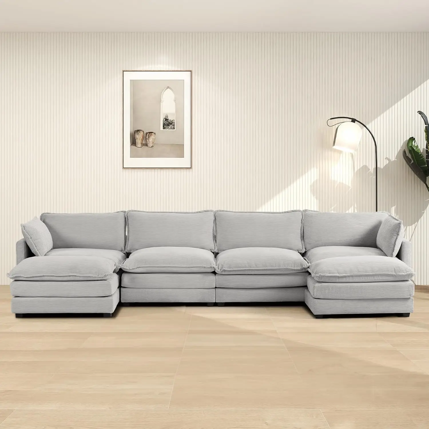 148'' U-Shape Sectional Sleeper Sofa 2 Pillows Convertible Couch Living Room Office Grey, Customized
148'' U-Shape Sectional Sleeper Sofa 2 Pillows Convertible Couch Living Room Office Grey, Customized