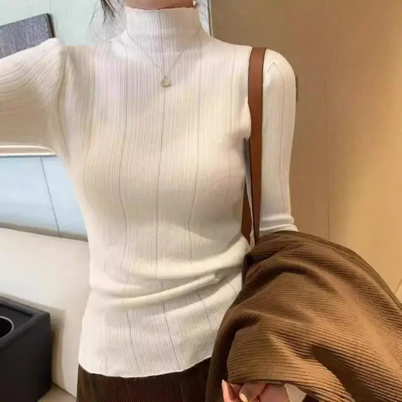 Women's Sweaters Girl Knitwear Half Turtleneck Pullover Slim Fit Knit Tops Women Autumn Winter New Thin Ladies Fashion Sweater
Women's Sweaters Girl Knitwear Half Turtleneck Pullover Slim Fit Knit Tops Women Autumn Winter New Thin Ladies Fashion Sweater