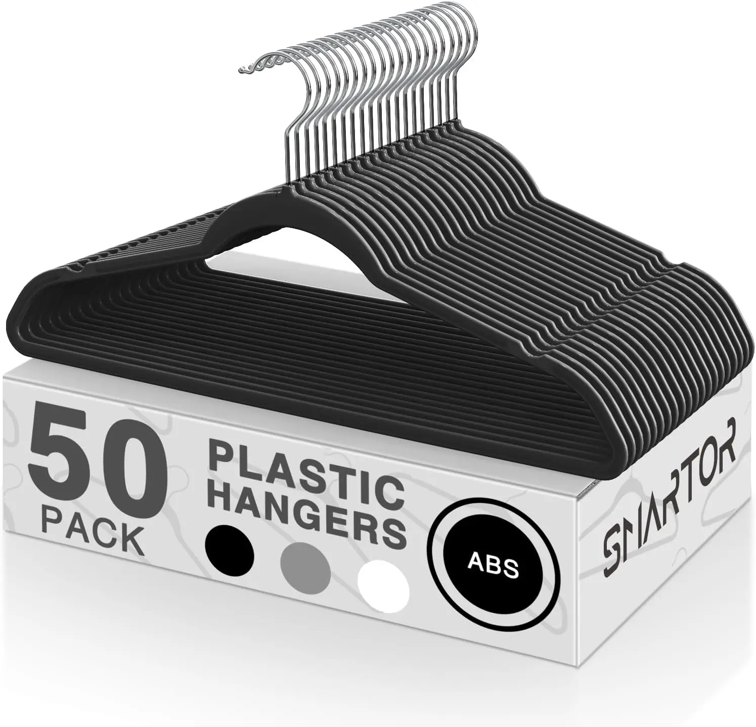 Heavy Duty Plastic Hangers 50 Pack, Slim Space Saving Hangers with 360° Swivel Hook for Clothes - Black
Heavy Duty Plastic Hangers 50 Pack, Slim Space Saving Hangers with 360° Swivel Hook for Clothes - Black