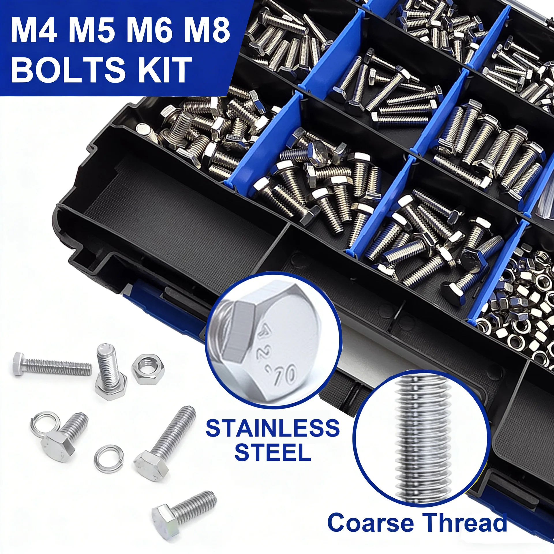 919Pcs Stainless Steel External Hex Bolt Nut Washer Assortment Kit Metric M4 M5 M6 M8 Heavy Duty Fastener Set
919Pcs Stainless Steel External Hex Bolt Nut Washer Assortment Kit Metric M4 M5 M6 M8 Heavy Duty Fastener Set