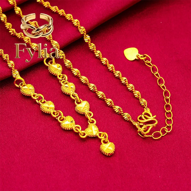 Fylia Jewelry 24K Gold Love Water Rippled Necklace AU999 Full Gold, Gentle and Eye-Sighted
Fylia Jewelry 24K Gold Love Water Rippled Necklace AU999 Full Gold, Gentle and Eye-Sighted