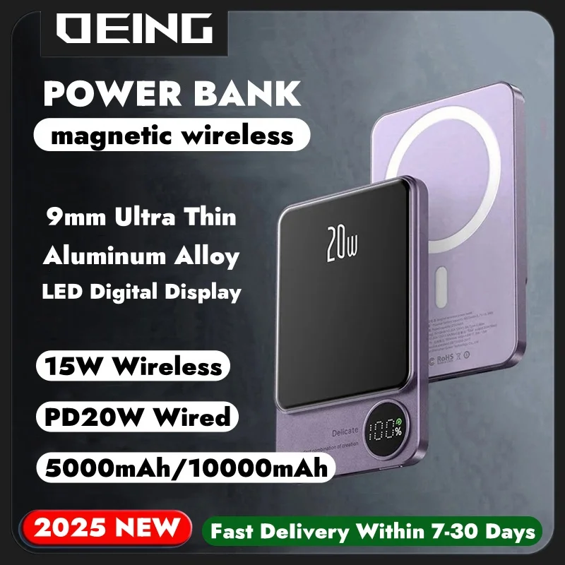 Magnetic Wireless Power Bank For Apple External Auxiliary Battery Phone Fast Charger For iPhone 16 15 14 13 12 Samsung Powerbank
Magnetic Wireless Power Bank For Apple External Auxiliary Battery Phone Fast Charger For iPhone 16 15 14 13 12 Samsung Powerbank