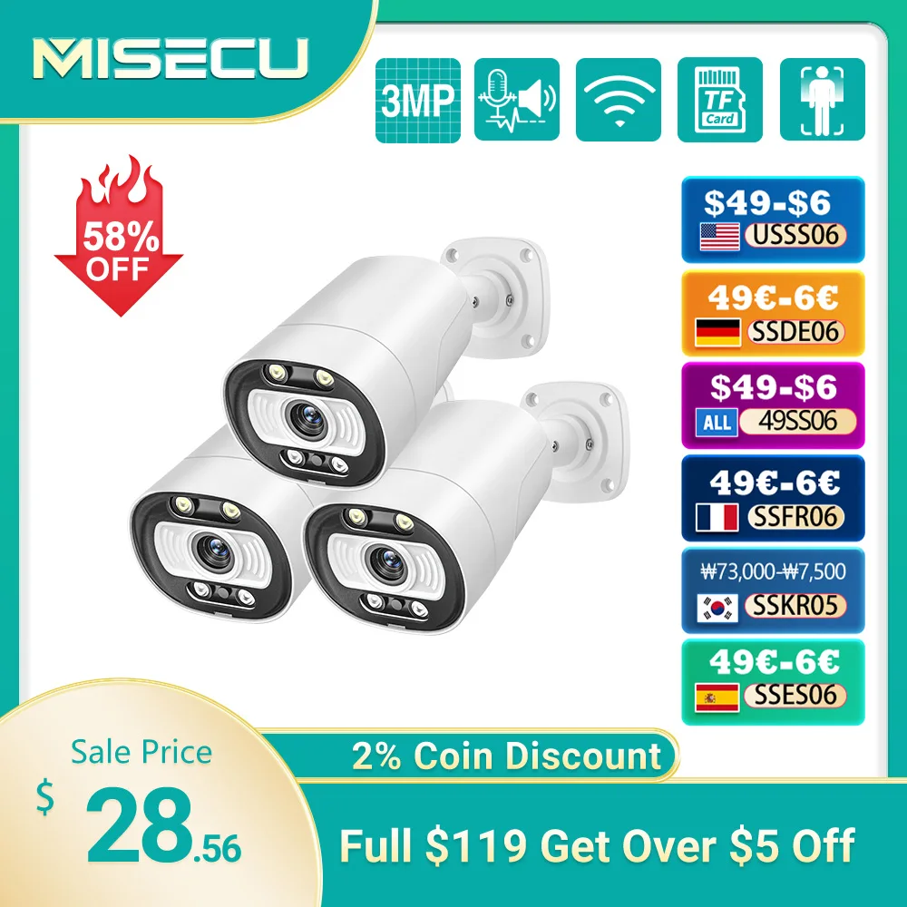 MISECU H.265 5MP 8MP 1-3PCS AI POE Camera Two-way Communication Human Detect Outdoor Camera For CCTV System Surveillance Camera
MISECU H.265 5MP 8MP 1-3PCS AI POE Camera Two-way Communication Human Detect Outdoor Camera For CCTV System Surveillance Camera