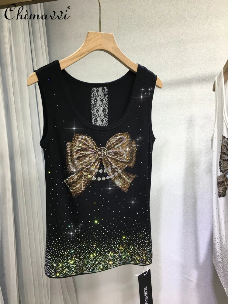 European Heavy Hot Diamond Vest Women's Fashion Classic Bow Halter Cotton Sleeveless Top 2025 Summer New Streetware Tanks Camis
European Heavy Hot Diamond Vest Women's Fashion Classic Bow Halter Cotton Sleeveless Top 2025 Summer New Streetware Tanks Camis
