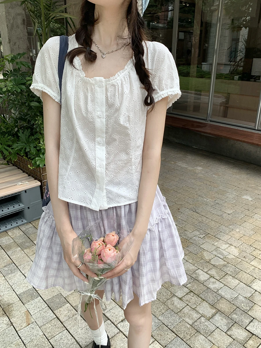 Holli Retro Slimming Embroidered Bubble Sve Women's irt Versatile ort Sle round Ne Casual Faion Summer 2025
Holli Retro Slimming Embroidered Bubble Sve Women's irt Versatile ort Sle round Ne Casual Faion Summer 2025