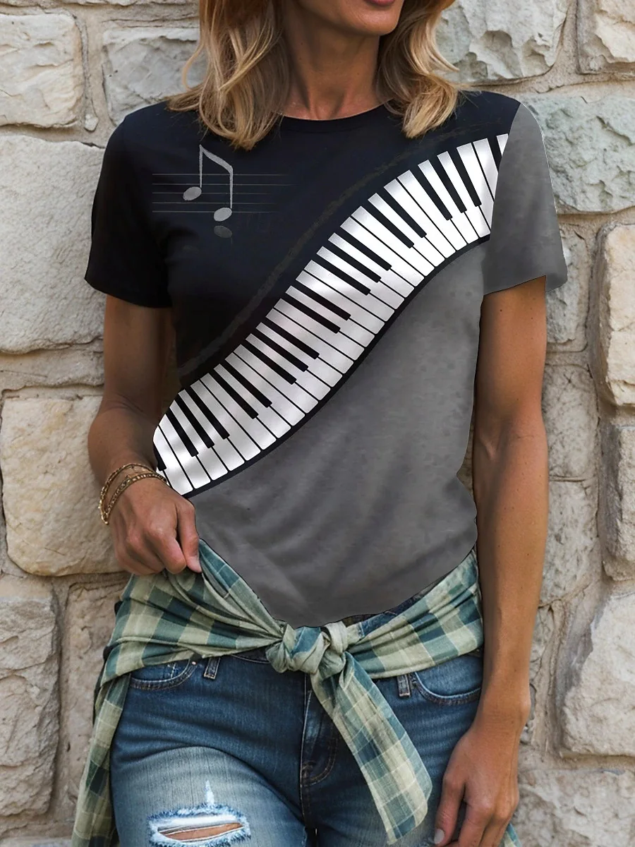 New Piano Notes T-Shirts Colored Squares 3D Print Women Round Neck Short Sleeve T Shirt Tees Harajuku Y2K Tops Female Clothing
New Piano Notes T-Shirts Colored Squares 3D Print Women Round Neck Short Sleeve T Shirt Tees Harajuku Y2K Tops Female Clothing