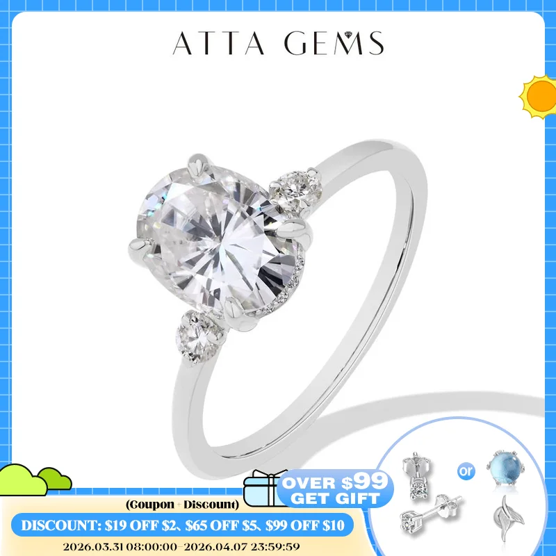 ATTAGEMS 2CT Oval Cut Moissanite Solitaire Ring for Women Lab Grown VVS1 Diamond 9*7mm S925 Silver 18K Gold Wedding Fine Jewelry
ATTAGEMS 2CT Oval Cut Moissanite Solitaire Ring for Women Lab Grown VVS1 Diamond 9*7mm S925 Silver 18K Gold Wedding Fine Jewelry