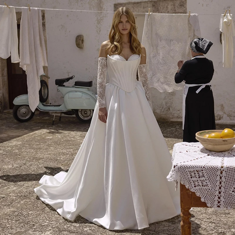 Eightree Elegant Wedding Dresses A-Line Bridal Gowns Sweetheart Beadings Lace Wedding Gowns Robes Vestidos De Novia Customized
Eightree Elegant Wedding Dresses A-Line Bridal Gowns Sweetheart Beadings Lace Wedding Gowns Robes Vestidos De Novia Customized