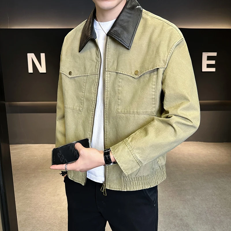 Casual Workwear Style Men's Jacket Spring Autumn Fashionable Collared Splice Outerwear Stylish Durable Polyester Fabric
Casual Workwear Style Men's Jacket Spring Autumn Fashionable Collared Splice Outerwear Stylish Durable Polyester Fabric
