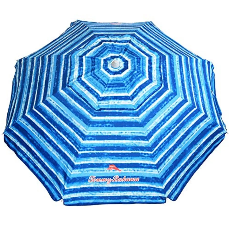 Beach umbrella for outdoor use, aluminum pole with blue/white fabric, tilt and telescoping function, 7 feet height, sand anchor
Beach umbrella for outdoor use, aluminum pole with blue/white fabric, tilt and telescoping function, 7 feet height, sand anchor